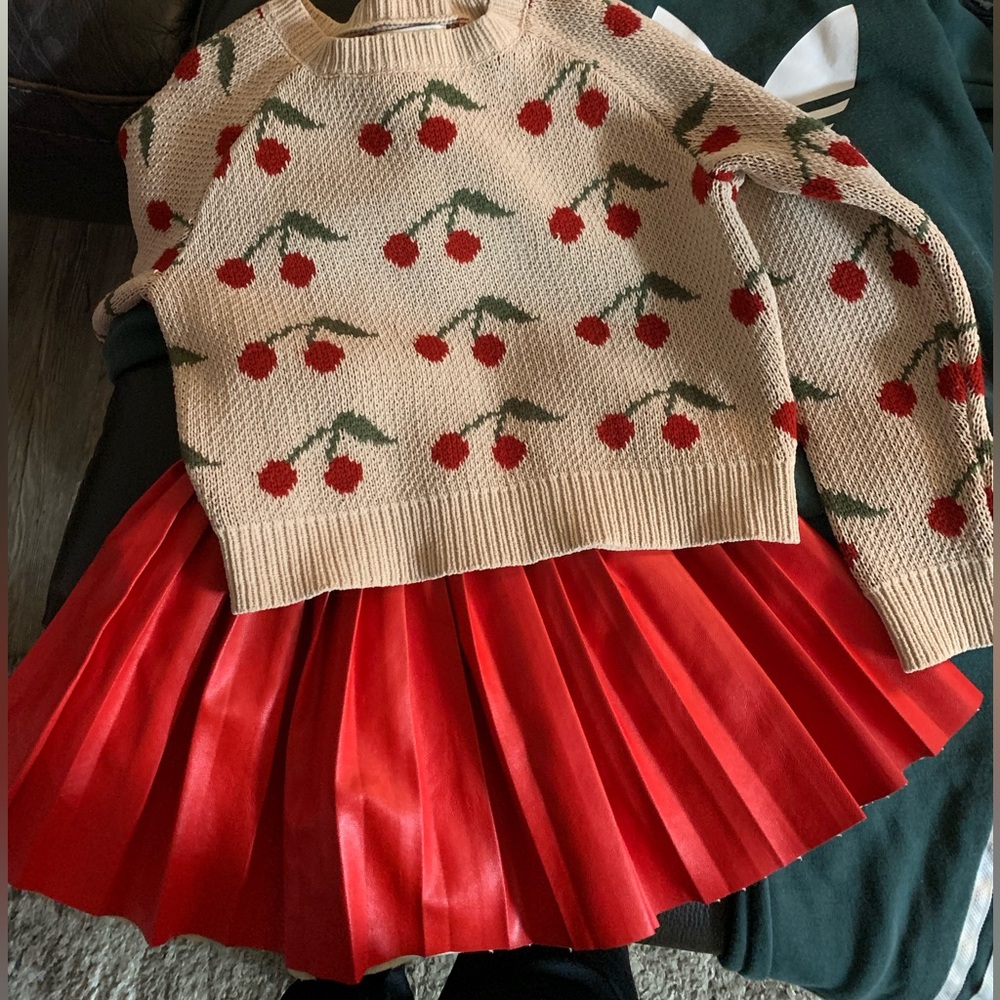 Cherry sweater w/skirt